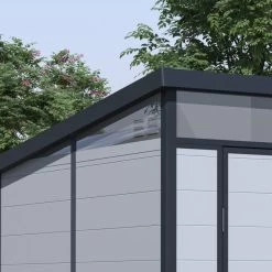 Abri De Jardin En Résine 3,24m² Gris Clair Toit Monopente Skylight + Plancher - Jobu -Boutique De Jardin abri de jardin en resine 324m gris clair toit plat skylight plancher jobu 2