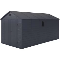Abri De Jardin En Résine Anthracite 11m² + Kit De Fondation - JOBU