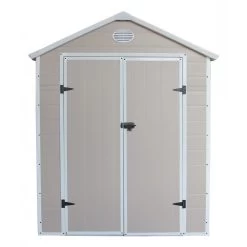 Abri De Jardin En Résine Beige 5,32m² + Kit De Fondation - JOBU -Boutique De Jardin abri de jardin en resine beige 532m kit de fondation jobu 2