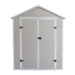 Abri De Jardin En Résine Beige 6,99m² + Kit De Fondation - JOBU -Boutique De Jardin abri de jardin en resine beige 699m kit de fondation jobu 3