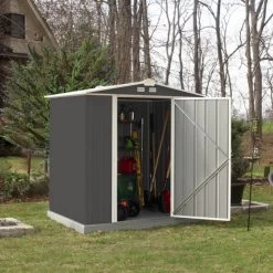 Abri De Jardin EZEE 2,3m² Toit Double Pente En Acier Galvanisé Anthracite Spacemaker