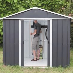 Abri De Jardin Métal Anthracite 12m² + Kit D'ancrage Inclus - YARDMASTER -Boutique De Jardin abri de jardin metal anthracite 12m kit d ancrage inclus yardmaster 2