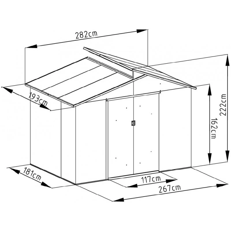 Abri De Jardin Métal Avec Puit De Lumière 5,44m² Imitation Bois Vieilli 4 Abri De Jardin Métal Avec Puit De Lumière 5,44m² Imitation Bois Vieilli – Image 2