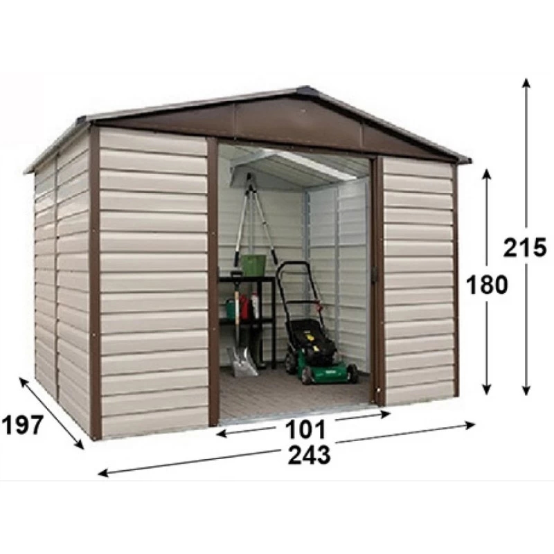 Abri De Jardin Métal Beige Et Marron 4,79m² + Kit D'ancrage Inclus - YARDMASTER 6 Abri De Jardin Métal Beige Et Marron 4,79m² + Kit D'ancrage Inclus - YARDMASTER – Image 4