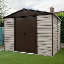 Abri De Jardin Métal Beige Et Marron 4,79m² + Kit D'ancrage Inclus - YARDMASTER 12 Abri De Jardin Métal Beige Et Marron 4,79m² + Kit D'ancrage Inclus - YARDMASTER -Boutique De Jardin abri de jardin metal beige et marron 479m kit d ancrage inclus yardmaster 4