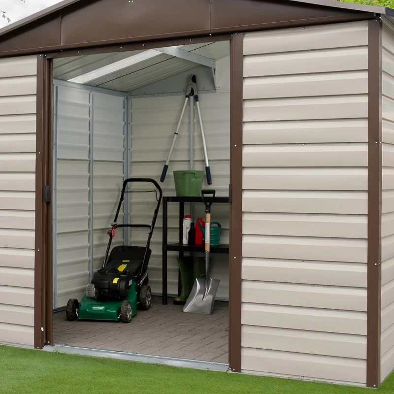 Abri De Jardin Métal Beige Et Marron 4,79m² + Kit D'ancrage Inclus - YARDMASTER 8 Abri De Jardin Métal Beige Et Marron 4,79m² + Kit D'ancrage Inclus - YARDMASTER – Image 6
