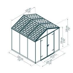 Abri De Jardin RUBICON 5,4m² En Aluminium Et Polycarbonate - Canopia By Palram -Boutique De Jardin abri de jardin rubicon 237x229cm en aluminium et polycarbonate canopia by palram 2