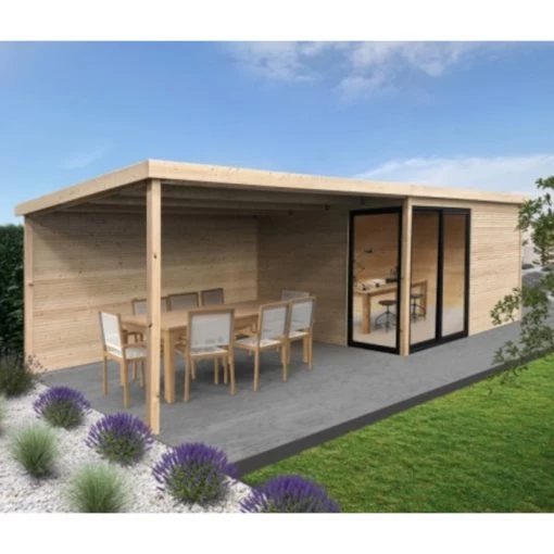 Abri De Jardin Tavira 26m² En Bois Massif 28mm Avec Terrasse Couverte - SOLID -Boutique De Jardin abri de jardin tavira 26m en bois massif 28mm avec terrasse couverte solid