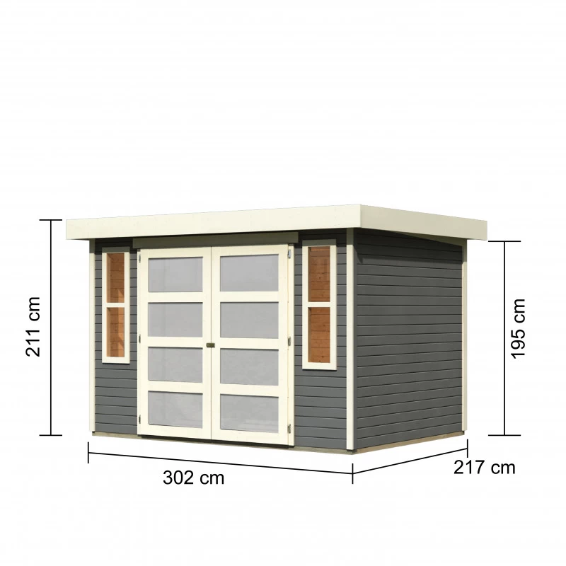 Abri De Jardin Toit Plat 6,55m² Bois Gris 19mm Mühlendorf 4 - Karibu 6 Abri De Jardin Toit Plat 6,55m² Bois Gris 19mm Mühlendorf 4 - Karibu – Image 4
