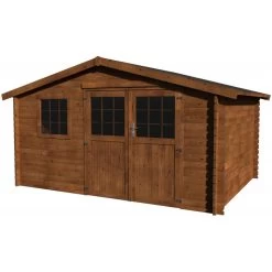 Abri De Jardin Valerian 12,54m² En Bois Traité Autoclave 34mm Avec Double Porte Et Fenêtre – Décor Et Jardin