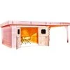 Abri Toit Plat DINAN 29,04m² En Madriers Douglas 28mm Avec Terrasse + Couverture Bac Acier - HABRITA -Boutique De Jardin abri dinan 2904m en madriers douglas 28mm avec terrasse habrita
