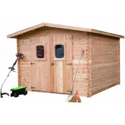 Abri En Madriers Douglas 28mm DOMMAR 10,89m² + Couverture Onduline - HABRITA -Boutique De Jardin abri dommar 1089m en madriers douglas 28mm sans plancher habrita 2