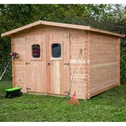 Abri En Madriers Douglas 28mm DOMMAR 10,89m² + Couverture Onduline - HABRITA -Boutique De Jardin abri dommar 1089m en madriers douglas 28mm sans plancher habrita 4