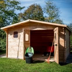 Abri De Jardin En Douglas DOMMAR 15,27m² Madriers 28mm + Couverture Onduline - HABRITA -Boutique De Jardin abri dommar 1527m en madriers douglas 28mm sans plancher habrita 5