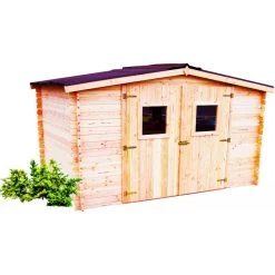 Abri De Jardin En Bois De Douglas 9,85m² DUBLIN 28mm + Couverture Onduline - HABRITA -Boutique De Jardin abri dublin 532m en madriers douglas 28mm sans plancher habrita 5