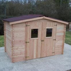 Abri De Jardin En Bois De Douglas 9,85m² DUBLIN 28mm + Couverture Onduline - HABRITA -Boutique De Jardin abri dublin 532m en madriers douglas 28mm sans plancher habrita 7