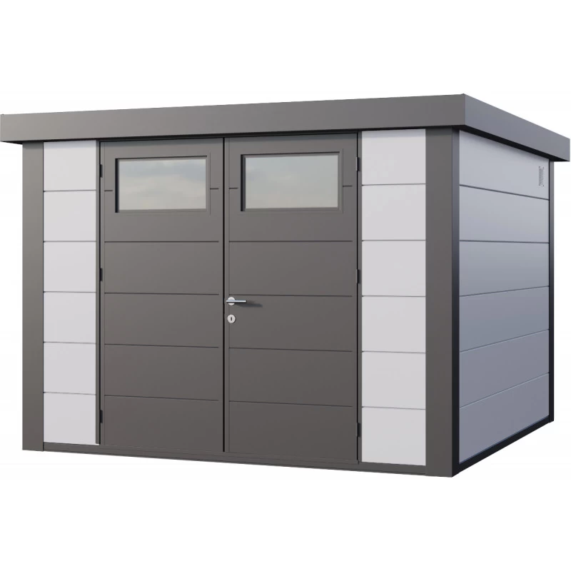 Abri En Acier Galvanisé Gris Blanc 8,9m² Avec Double Porte Eleganto 3030 Telluria 3 Abri En Acier Galvanisé Gris Blanc 8,9m² Avec Double Porte Eleganto 3030 Telluria