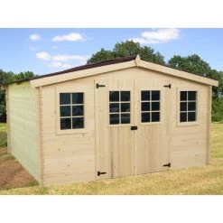 Abri En Bois Massif 12,65m² – Madriers 28mm + Couverture Plaques Ondulées -Boutique De Jardin abri en bois massif 12m madriers 28mm couverture plaques ondulees 2