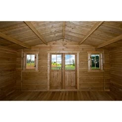 Abri En Bois Massif 19,8m² PLUS 40mm Traité Teinté Marron Gardy Shelter -Boutique De Jardin abri en bois massif 198m plus 40mm traite teinte marron gardy shelter 3