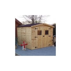 Abri En Bois Massif 5,76m² – Panneaux 16mm + Plancher + Couverture Plaques Ondulées -Boutique De Jardin abri en bois massif 576m panneaux 16mm plancher couverture plaques ondulees 3