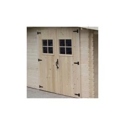 Abri En Bois Massif 9,9m² + Bûcher 3m² - 28mm + Couverture Ondulée - Habrita -Boutique De Jardin abri en bois massif 99 m bucher 385m 28mm couverture ondulee 2