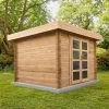 Abri En Bois Massif 9m² MODERNE Traité Marron 28mm Gardy Shelter -Boutique De Jardin abri en bois massif 9m moderne teinte marron madriers 28mm gardy shelter