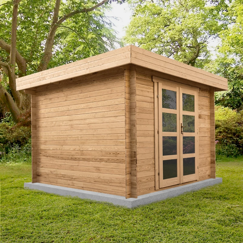 Abri En Bois Massif 9m² MODERNE Traité Marron 28mm Gardy Shelter 3 Abri En Bois Massif 9m² MODERNE Traité Marron 28mm Gardy Shelter