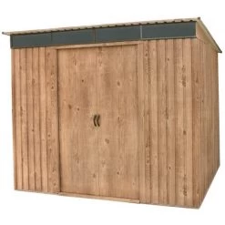 Abri Monopente En Métal Imitation Bois Skylight 4,84m² - DURAMAX + Kit D'ancrage -Boutique De Jardin abri monopente en metal imitation bois skylight 484m duramax 2