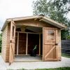 Abri Therma 10,60m² En Bois Thermo Traité Et Toit En Acier HABRITA -Boutique De Jardin abri therma 1033m en bois thermo traite et toit en acier habrita