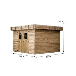 Abri Thizy 11,53m² En Bois Thermo Traité Et Toiture En Acier HABRITA -Boutique De Jardin abri thizy 1153m en bois thermo traite et toit en acier habrita 2