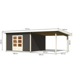 Abri Toit Plat 13,60m² Bois Massif Gris Terre 40mm Northeim 5 Avec Appentis 330cm – Karibu -Boutique De Jardin abri toit plat 1360m bois massif gris terre 40mm northeim 5 avec appentis 330cm woodfeeling 2