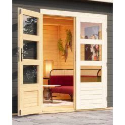 Abri Toit Plat 13,60m² Bois Massif Gris Terre 40mm Northeim 5 – Karibu -Boutique De Jardin abri toit plat 1360m bois massif gris terre 40mm northeim 5 woodfeeling 5