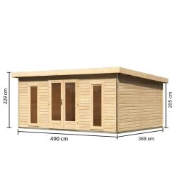 Abri Toit Plat 18,08m² Bois Massif 40mm Radeburg 4 – Karibu -Boutique De Jardin abri toit plat 1808m bois massif 40mm radeburg 4 karibu 3