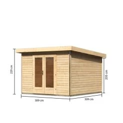 Abri Toit Plat 9,55m² Bois Massif 40mm Radeburg 1 – Karibu -Boutique De Jardin abri toit plat 955m bois massif 40mm radeburg 1 karibu 3