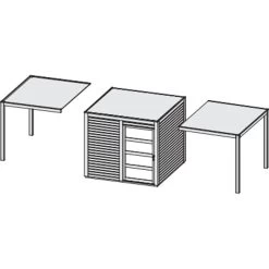 Abri Toit Plat En Bois Massif 19mm Qubic 6,05m² + Appentis 5,6m² Gris Terre - Karibu -Boutique De Jardin abri toit plat en bois massif 19mm qubic 605m appentis 56m gris terre karibu 3
