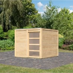 Abri Toit Plat En Bois Massif 19mm Qubic 6,05m² - Karibu -Boutique De Jardin abri toit plat qubic de 605m en bois massif 19mm karibu 3