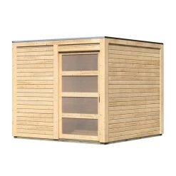 Abri Toit Plat En Bois Massif 19mm Qubic 6,05m² - Karibu -Boutique De Jardin abri toit plat qubic de 605m en bois massif 19mm karibu 5