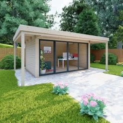 Bureau De Jardin En Bois Massif Avec Terrasse 16,5m² - Madriers 40mm Gardy Shelter -Boutique De Jardin bureau de jardin en bois massif avec terrasse 165m madriers 40mm gardy shelter 2