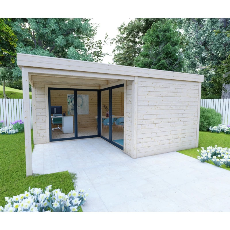 Bureau De Jardin En Bois Massif Avec Terrasse 18,6m² - Madriers 40mm Gardy Shelter 7 Bureau De Jardin En Bois Massif Avec Terrasse 18,6m² - Madriers 40mm Gardy Shelter – Image 5