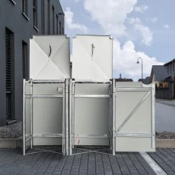 Cache-poubelle 2 Compartiments Müllbox En Aluminium Gris 2x240L – HIDE -Boutique De Jardin cache poubelle 2 compartiments mullbox en aluminium gris 2x240l hide 4