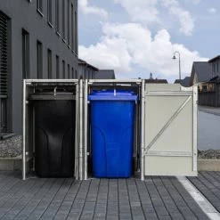 Cache-poubelle 2 Compartiments Müllbox En Aluminium Gris 2x240L – HIDE -Boutique De Jardin cache poubelle 2 compartiments mullbox en aluminium gris 2x240l hide 5