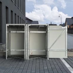 Cache-poubelle 2 Compartiments Müllbox En Aluminium Noir 2x240L – HIDE -Boutique De Jardin cache poubelle 2 compartiments mullbox en aluminium noir 2x240l hide 2