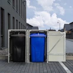 Cache-poubelle 2 Compartiments Müllbox En Aluminium Noir 2x240L – HIDE -Boutique De Jardin cache poubelle 2 compartiments mullbox en aluminium noir 2x240l hide 4