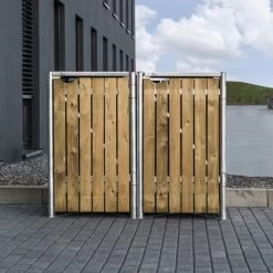 Cache-poubelle 2 Compartiments Müllbox En Bois Traité Naturel 2x140L – HIDE -Boutique De Jardin cache poubelle 2 compartiments mullbox en bois traite naturel 2x140l hide 3