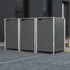 Cache-poubelle 3 Compartiments Müllbox En Aluminium Gris 3x140L – HIDE -Boutique De Jardin cache poubelle 3 compartiments mullbox en aluminium gris 3x140l hide