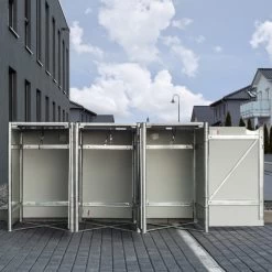 Cache-poubelle 3 Compartiments Müllbox En Aluminium Noir 3x140L – HIDE -Boutique De Jardin cache poubelle 3 compartiments mullbox en aluminium noir 3x140l hide 3