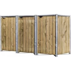 Cache-poubelle 3 Compartiments Müllbox En Bois Traité Naturel 3x240L – HIDE -Boutique De Jardin cache poubelle 3 compartiments mullbox en bois traite naturel 3x240l hide 2