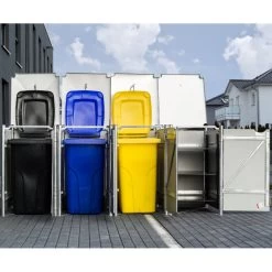 Cache-poubelle 4 Compartiments Müllbox En Aluminium Gris 4x140L – HIDE 9 Cache-poubelle 4 Compartiments Müllbox En Aluminium Gris 4x140L – HIDE -Boutique De Jardin cache poubelle 4 compartiments mullbox en aluminium gris 4x140l hide 3