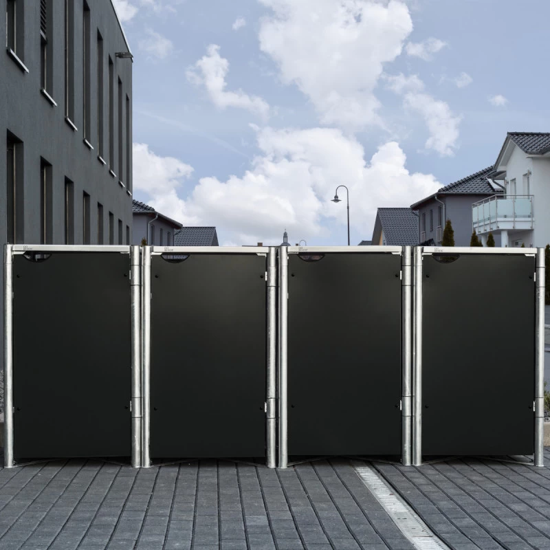 Cache-poubelle 4 Compartiments Müllbox En Aluminium Noir 4x240L – HIDE 4 Cache-poubelle 4 Compartiments Müllbox En Aluminium Noir 4x240L – HIDE – Image 2