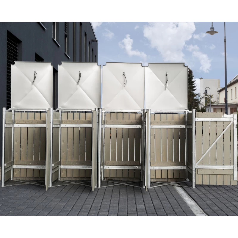 Cache-poubelle 4 Compartiments Müllbox En Bois Traité Gris 4x140L – HIDE 6 Cache-poubelle 4 Compartiments Müllbox En Bois Traité Gris 4x140L – HIDE – Image 4